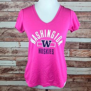 Washington Huskies Pink V-Neck T-Shirt Medium